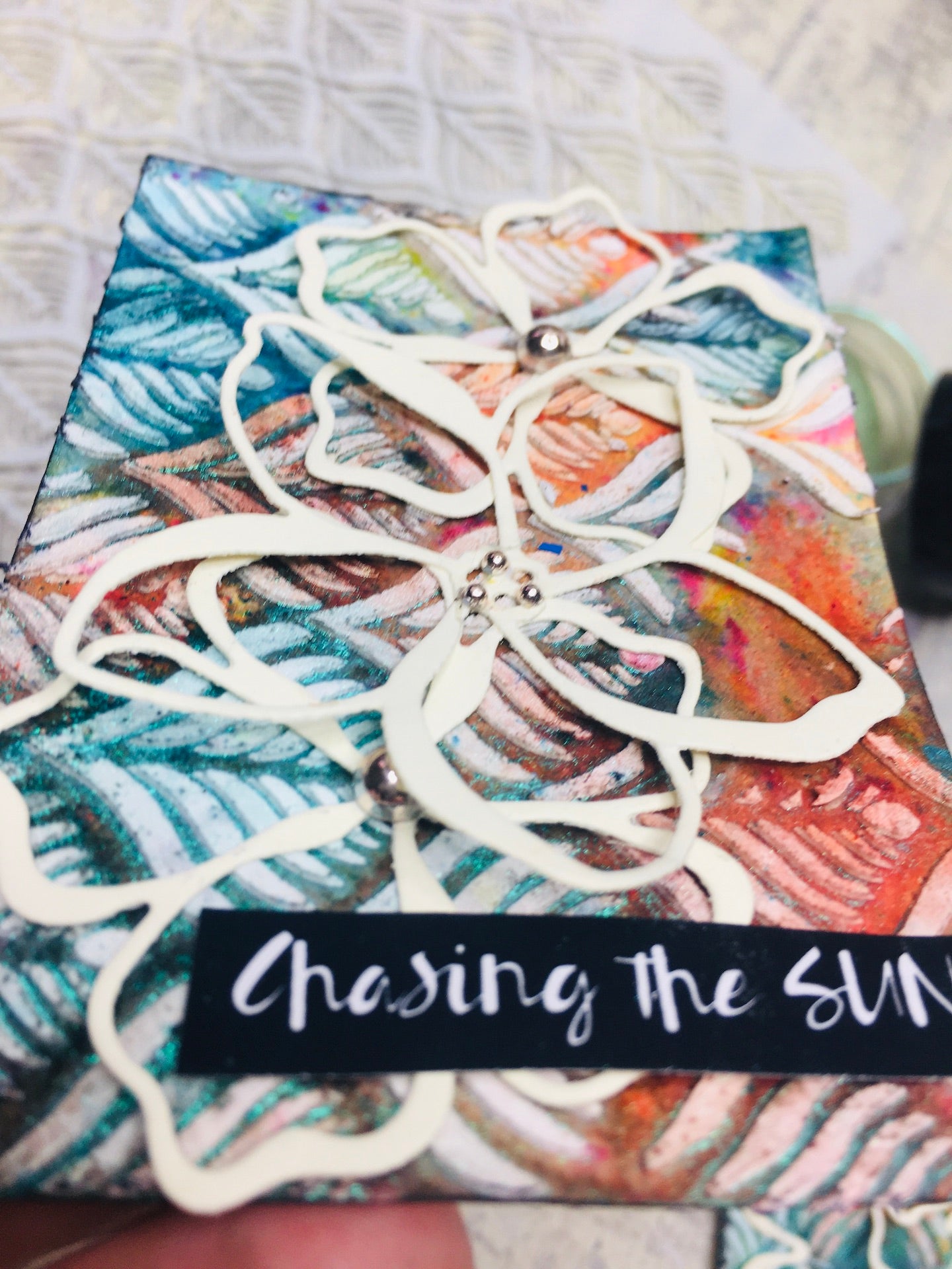 Mixed media stencil- SPRING BLOOMING