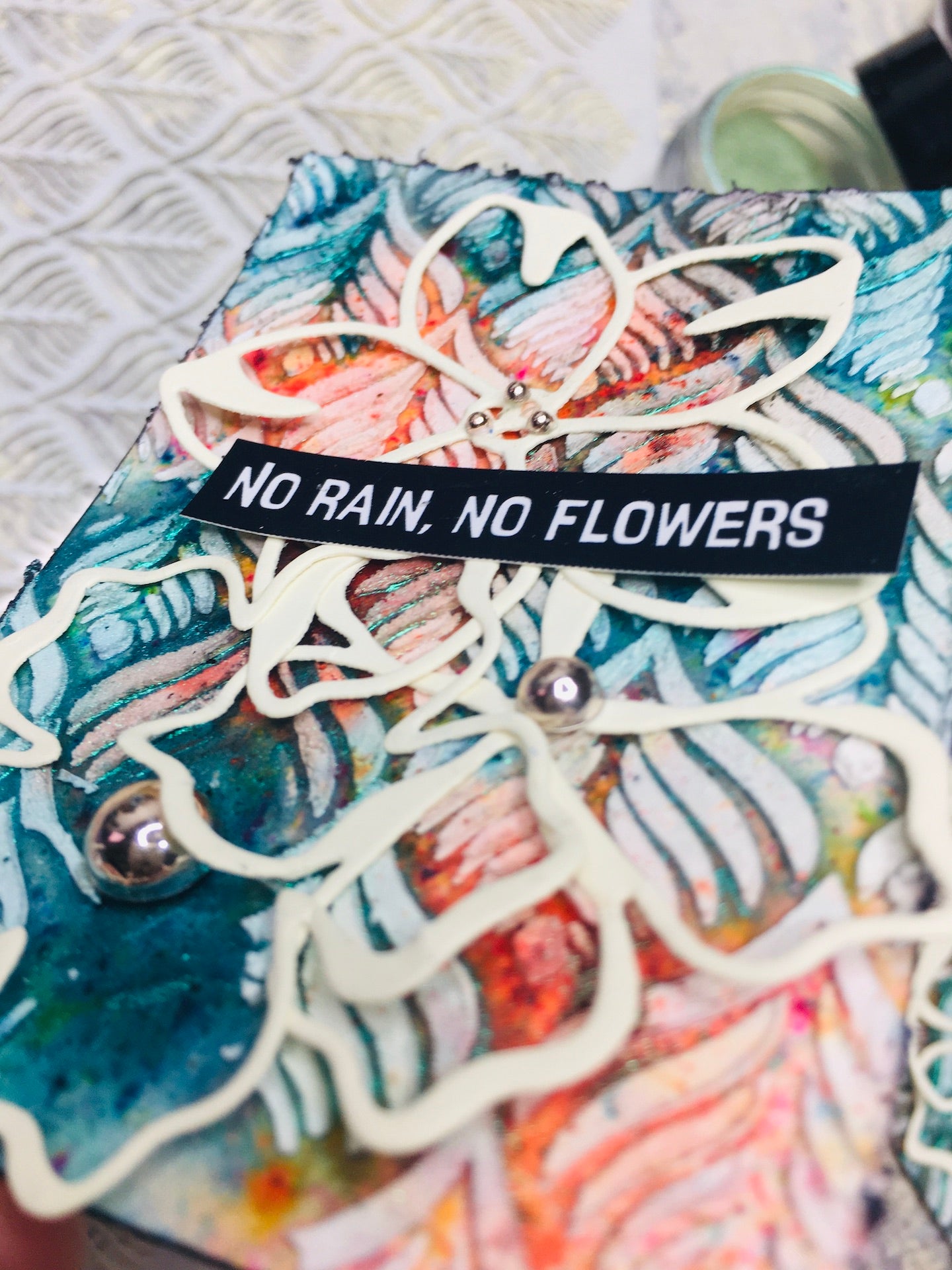 Mixed media stencil- SPRING BLOOMING