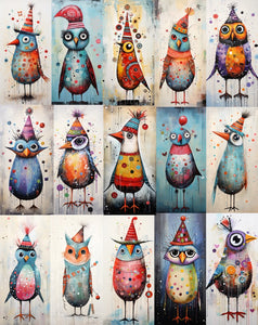 DIGITAL DOWNLOAD FILE- Whimsical Winter Birds