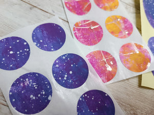 Set of handmade round stickers for mixed media/ Scrapbooking/ paper layouts Set 4