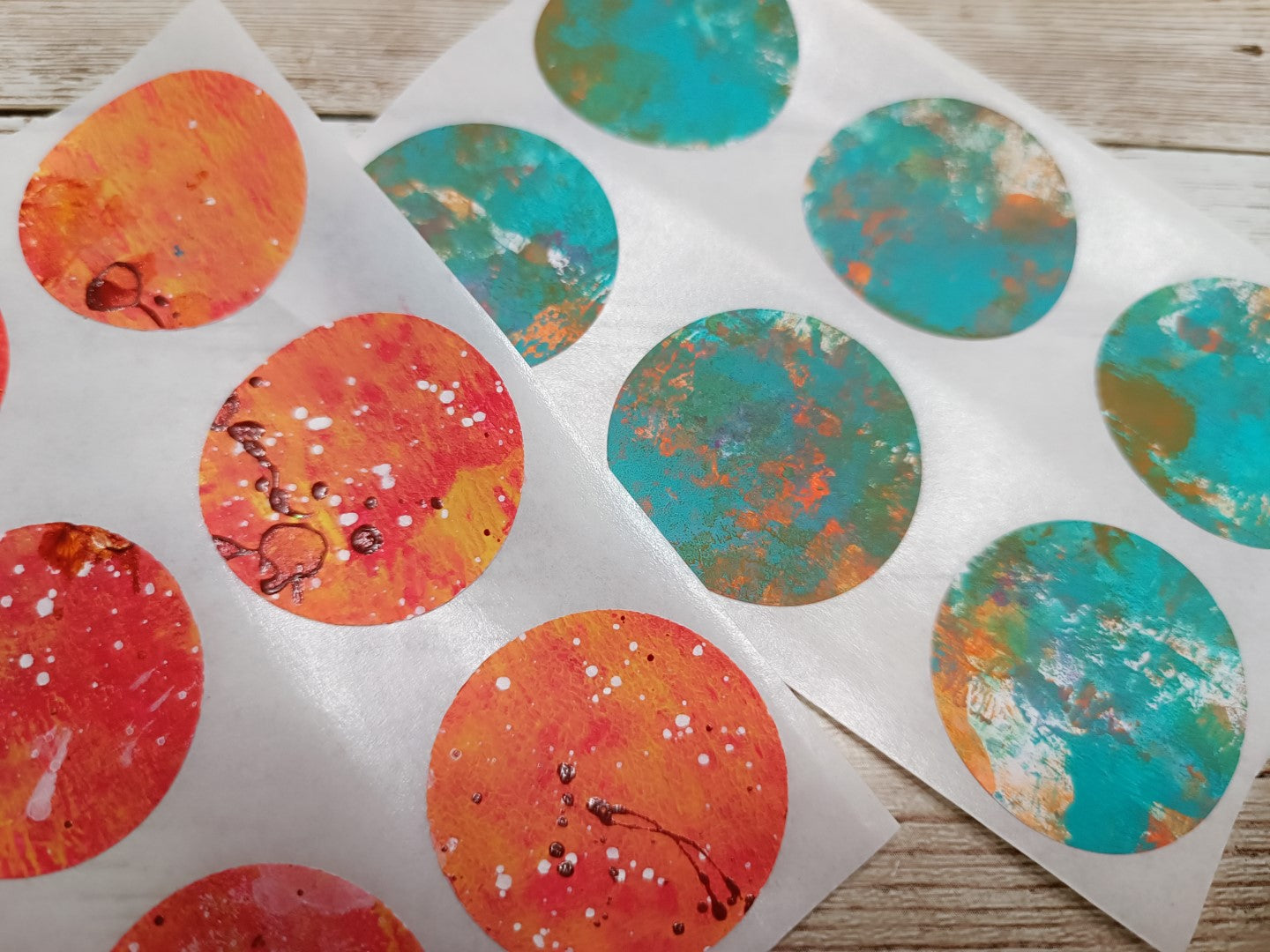 Set of handmade round stickers for mixed media/ scrapbooking/ paper layouts Set 3