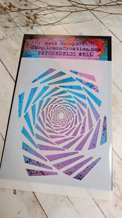 Mixed media stencil- PSYCHEDELIC WELL