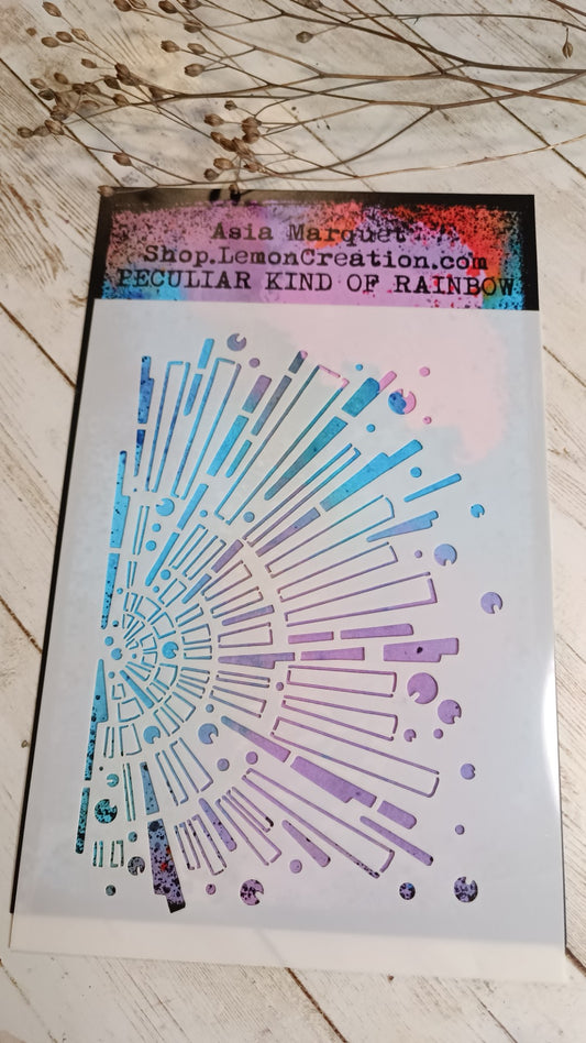 Mixed media stencil- PECULIAR KIND OF RAINBOW