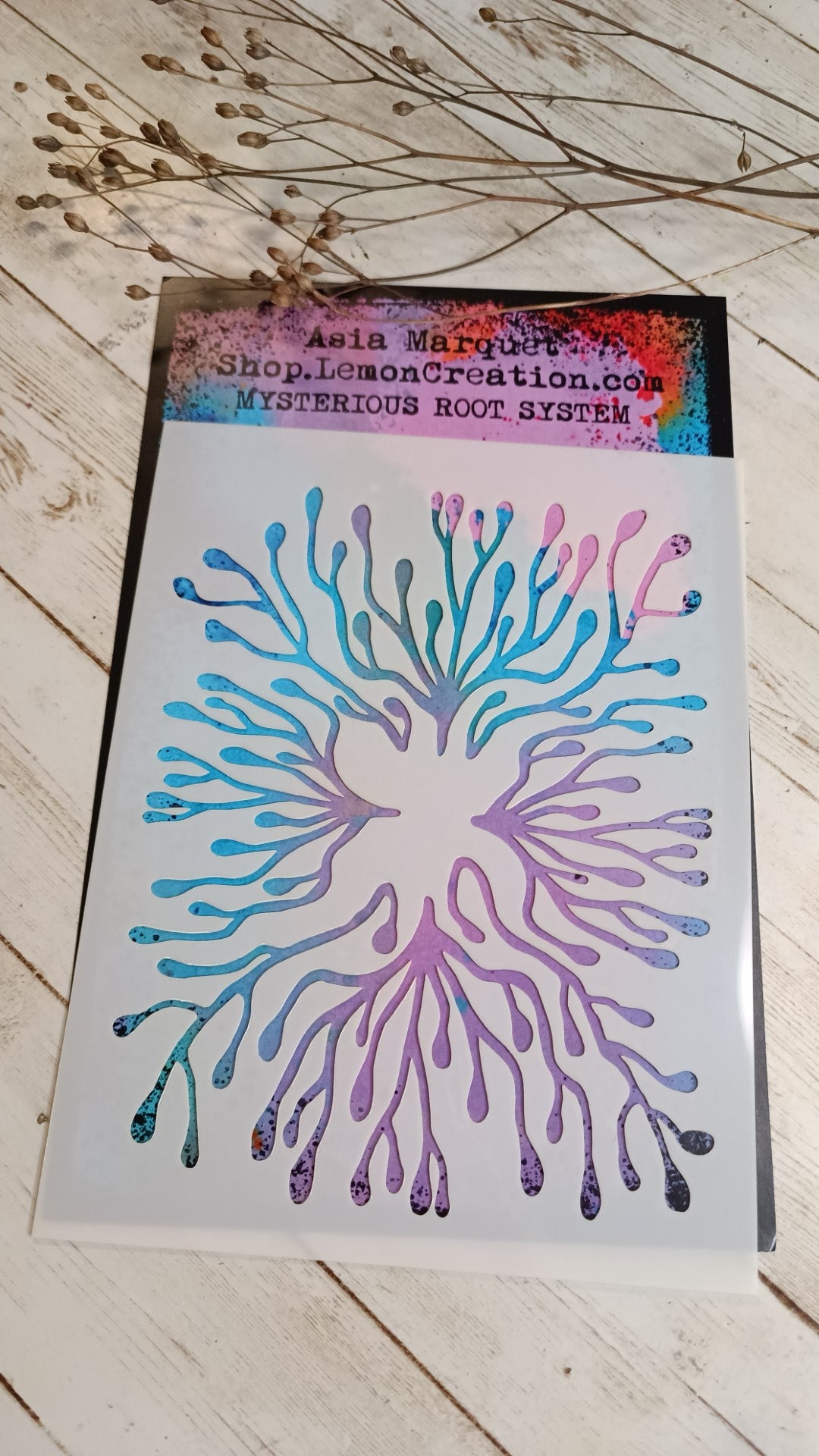 Mixed media stencil- MYSTERIOUS ROOT SYSTEM