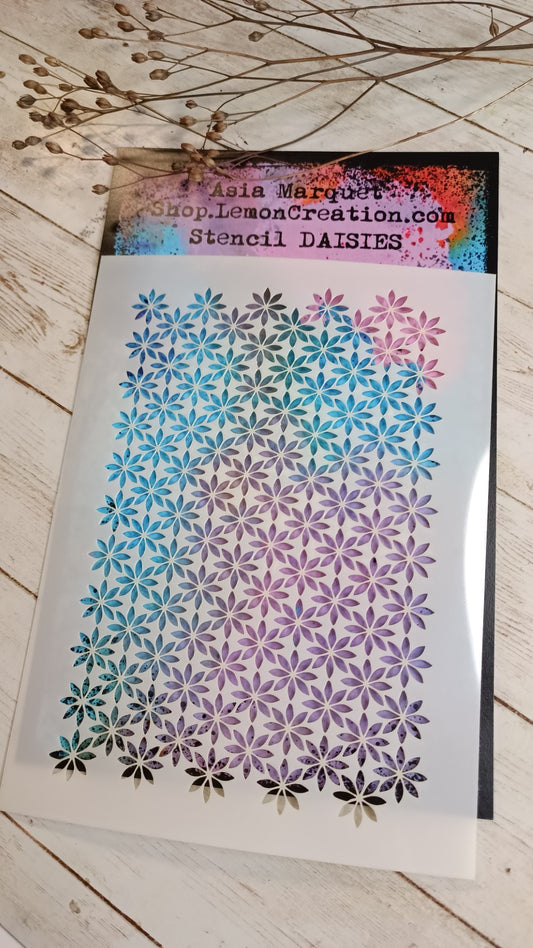 Mixed media stencil- DAISIES