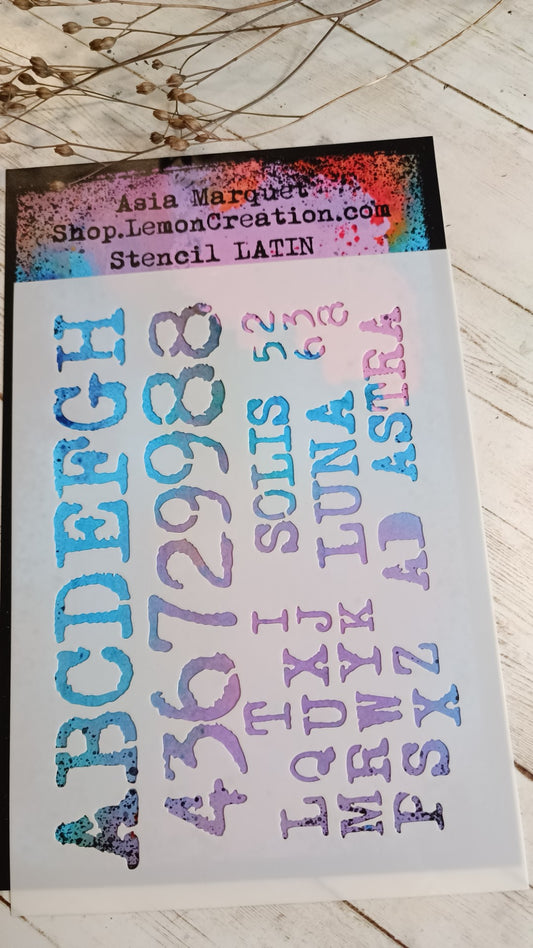 Mixed media stencil- LATIN