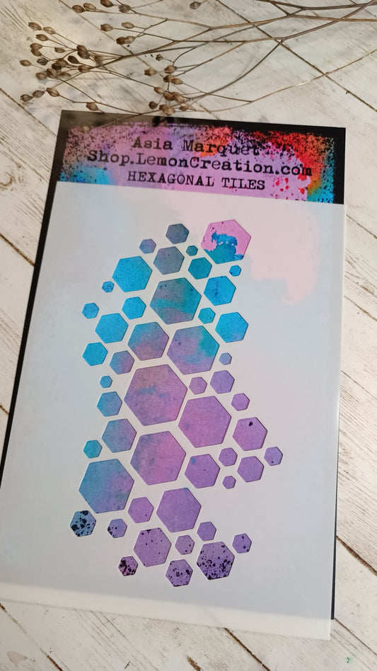 Mixed media stencil- HEXAGONAL TILES