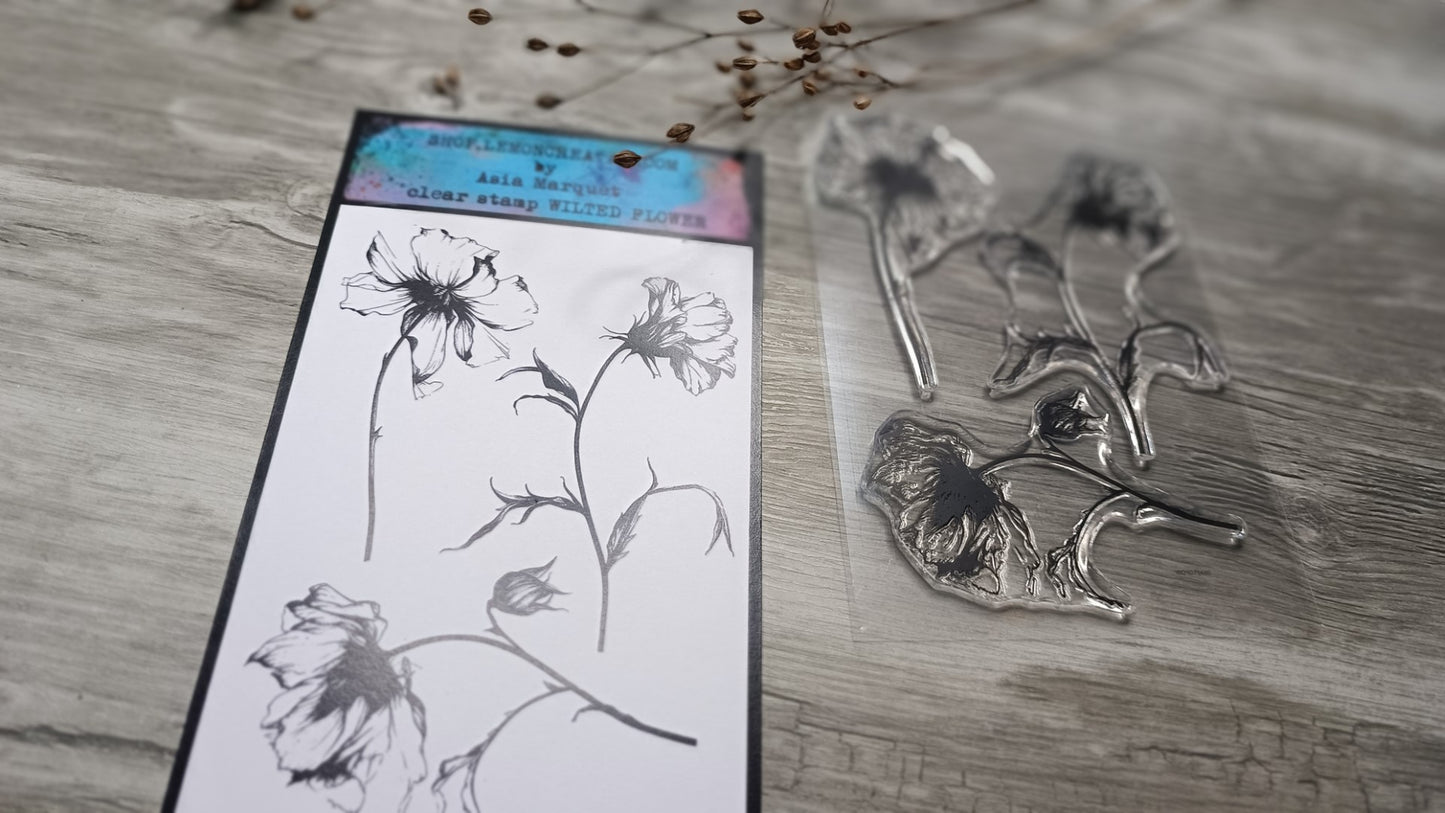 Set of photopolymer stamps- WILTED FLOWER