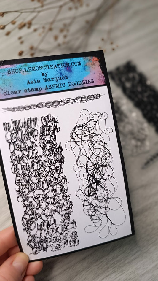 Set of photopolymer stamps- ASEMIC DOODLING
