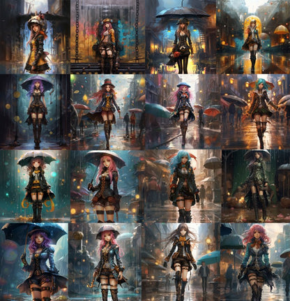 DIGITAL DOWNLOAD FILE- Steampunk Manga Girls