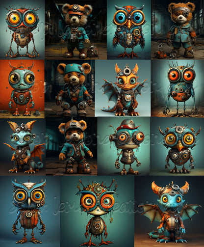 DIGITAL DOWNLOAD FILE- Whimsical Steampunk Creatures