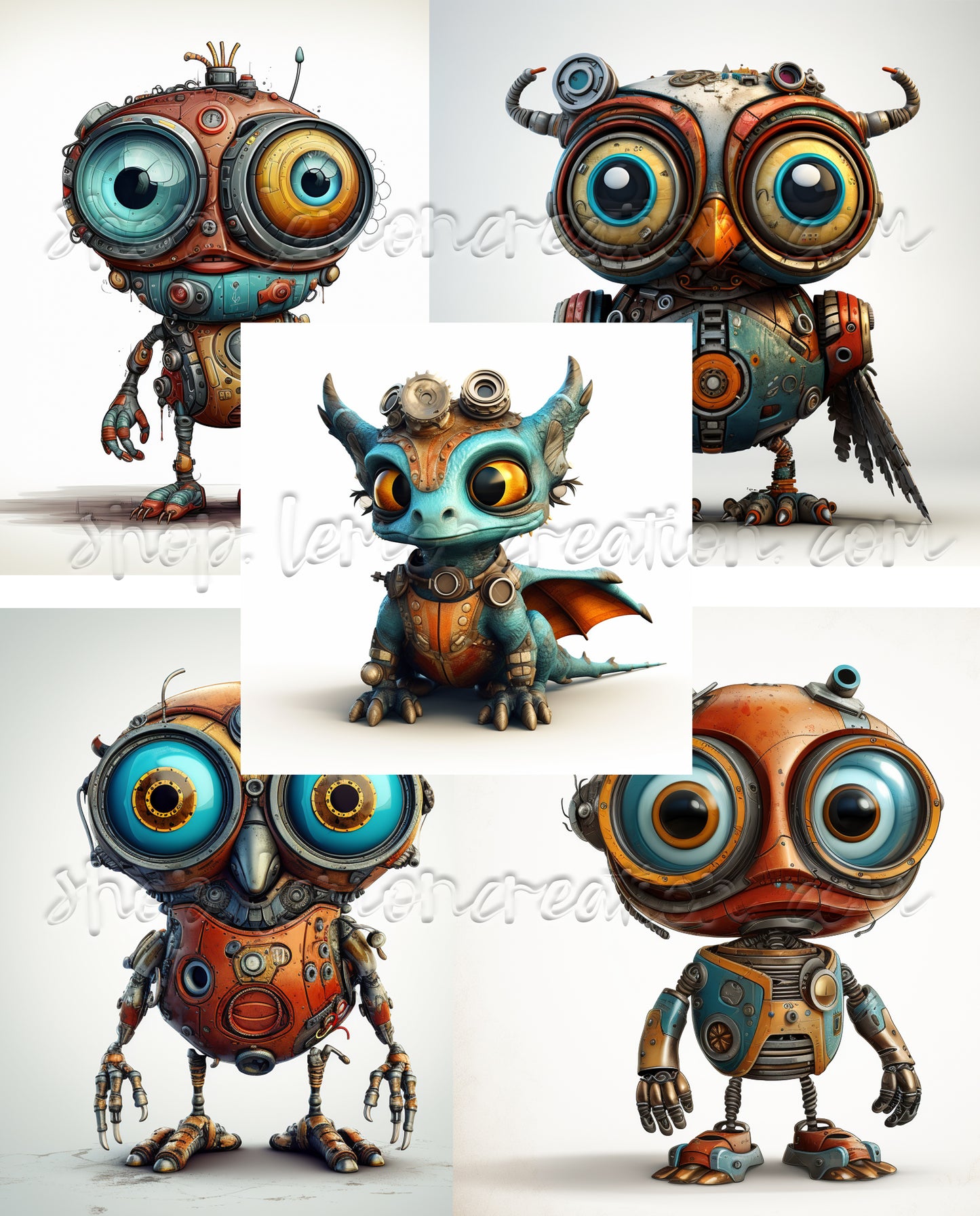 DIGITAL DOWNLOAD FILE- Whimsical Steampunk Creatures