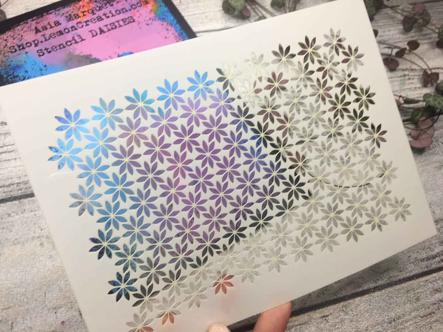 Mixed media stencil- DAISIES