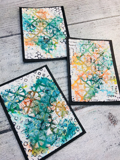 Mixed media stencil- BLUE MOSAIC