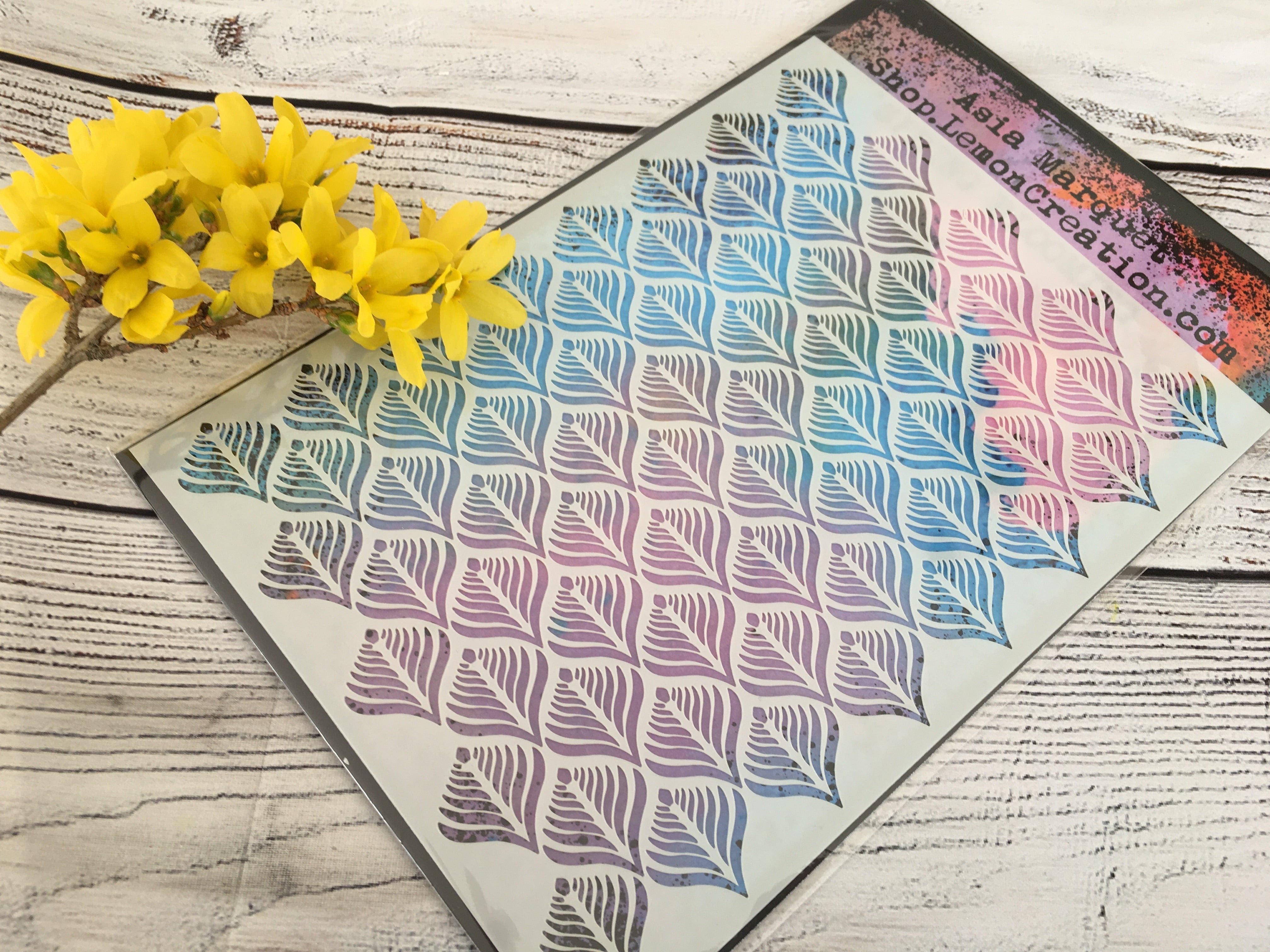 Mixed media stencil- SPRING BLOOMING